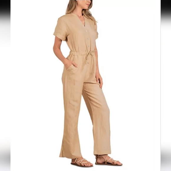 Bloomingdale's Elan Tan Jumpsuit Sz S - Picture 4 of 7